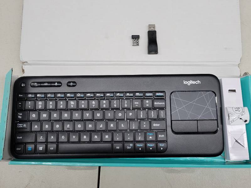 lot 252 image: Logitech Wireless Touch Keyboard K400 Black - Open Box, Tested, Works