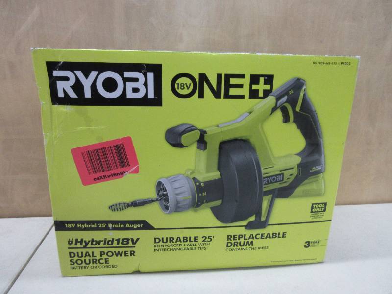 lot 332 image: Ryobi 18-Volt ONE Hybrid Drain Auger (Tool Only) NEW, TESTED, WORKS