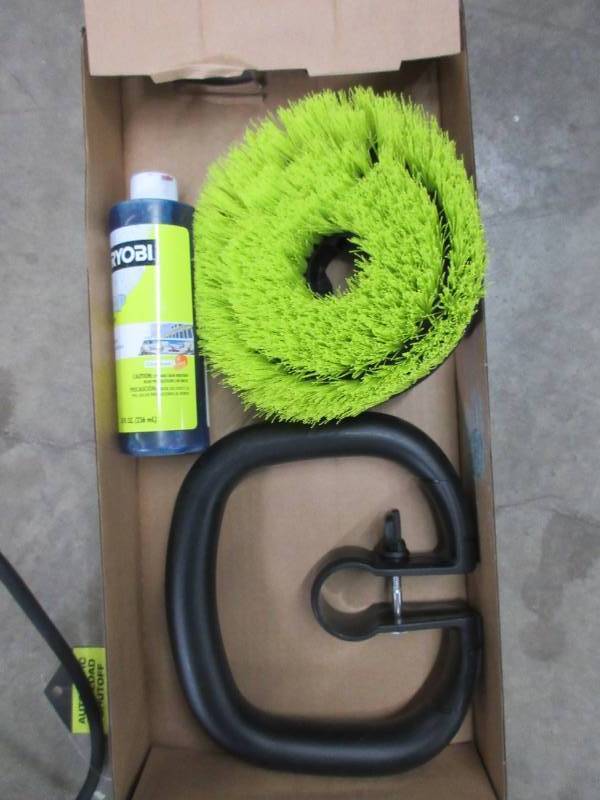 lot 347 image: RYOBI 18V Cordless Soap Dispensing Telescoping Scrubber (Tool Only), Green USED, TESTED, WORKS