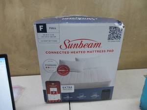 lot 327 image: Sunbeam Polyester Wi-Fi Connected Mattress Pad, Electric Blanket, 10 Heat Settings, Full Size OPEN BOX