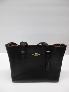 lot 807 image: COACH Womens Mollie Tote 25 (IMBlack True Red) MISSING STRAP, HAS COUPLE OF STAINS, STILL IN GOOD CONDITION