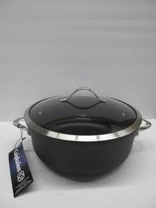 lot 808 image: Calphalon Contemporary Hard-Anodized Aluminum Nonstick Cookware, Dutch Oven, 8 12-quart, Black HAS COUPLE OF DENTS AND SCRATCHES, CLOSES CORRECTLY, NEW