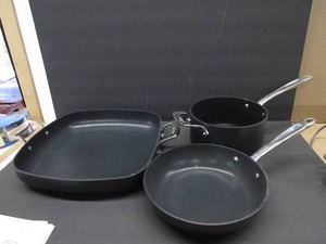 lot 833 image: All-Clad Essentials Hard Anodized Nonstick Cookware Set 9 Piece Oven Safe 350F Pots and Pans Black HAS SCRATCHES, DENTS, SCUFFS, LID DOES NOT SHUT ALL THE WAY ON MEDIUM POT, NEW