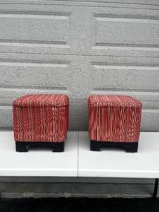 lot 38 image: Two RedBurnt Orange Foot Stools