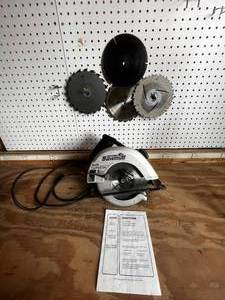 lot 60 image: Craftsman 7 14 inch Circular Saw with Various Blades