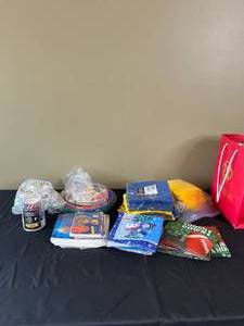 lot 123 image: Various Paper Napkins, Paper Plates, and Misc. Party Supplies