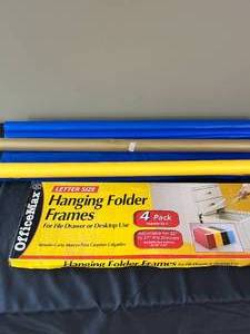 lot 128 image: Hanging Folder Frames and 4 Rolls of Table Cloth Plastic