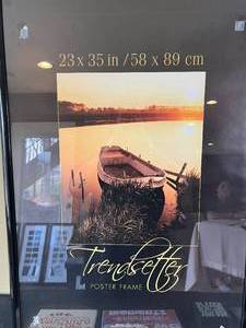lot 127 image: Poster Size Photo Frames (2) and Various Shabby Chic Decor w Feel Good Phrasing