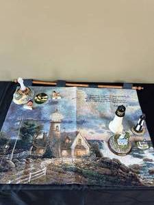 lot 133 image: Thomas Kinkade Lighthouse Tapestry w Beautiful and Unique Decorative Lighthouses