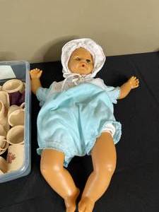lot 164 image: Childrens Toys - Playskool Building Blocks, Doll, Plastic Tea Set and Doll Toys