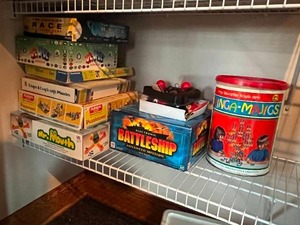 lot 170 image: Board Games inc Mr. Mouth, Battleship, The Amazing Race and Building Toys