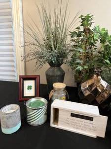 lot 188 image: Beautiful Home Decor - Set of 2 Vases, Faux Plants in Vases (3), Candles and More