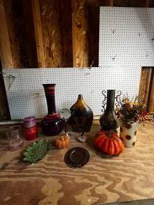 lot 101 image: Various Vases  Candle  Seasonal Decor  Magnifying Glass
