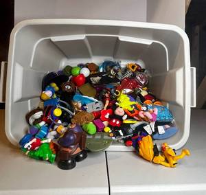 lot 252 image: Full Grey Storage Bin of Toys