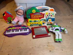 lot 284 image: Childrens Toys - School Yard Educational Toy, Keyboard, Buzz Lightyear, Doll and More