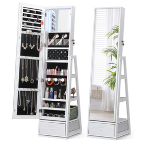 lot 35 image: Nicetree 360° Swivel Jewelry Cabinet with Lights