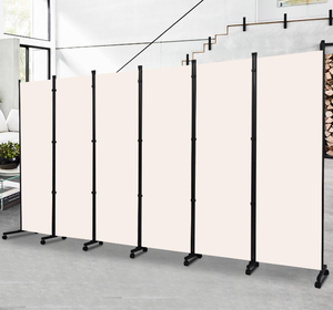 lot 105 image: Room Divider Portable 132 Partition Room Divider and Folding Privacy Screen 6 Panel, Beige