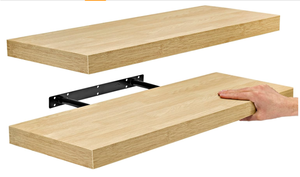 lot 147 image: Set of 2, Sorbus Floating Shelves, 24 x 9 Inch Wall Mounted Floating Shelves for Wall,  Maple Wood