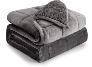 lot 264 image: Sherpa Fleece Weighted Blanket 12lbs, 48 x 72 inches,Grey