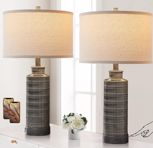 lot 265 image: Set of 2 Farmhouse Touch Table Lamps