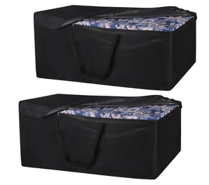 lot 268 image: Patio Cushion Storage Bags 2 Pack, 65L x 20W x 28H, Black