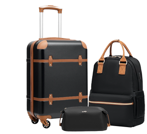 lot 341 image: LOT OF 3 Coolife Luggage Piece Suitcase Black