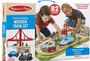 lot 415 image: Melissa & Doug Classic Railway Wooden Train Set