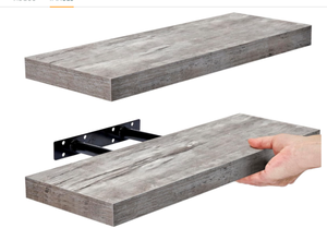lot 441 image: LOT OF 2 Sorbus Grey Wall Mount Shelves