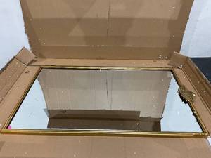 lot 52 image: Gold Rectangular Wall Mirror, Measures 39 x 24