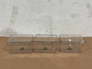 lot 124 image: mDesign Set of 3 Clear Storage Bins with Attached Hinged Lid, Measures 10.5 x 6.5 x 6.5
