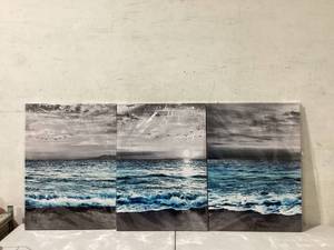 lot 493 image: LOT OF 3 Ocean Wall Art Canvas