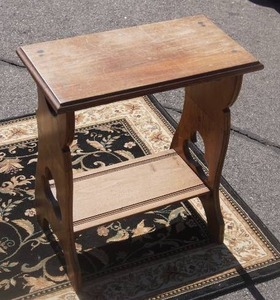 lot 13 image: Vintage Area Rug NATCO HOME FASHIONS N90 40 X 60 SOMERSET BLACKIVORY MADE IN EGYPT, Two-Tier Side Table
