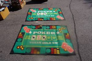 lot 15 image: Vintage Tabletop Floor Area Game Room Mancave Poker Rugs