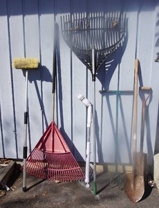 lot 17 image: Lawn and GardenYard Tools, Rakes, Shovels Etc.
