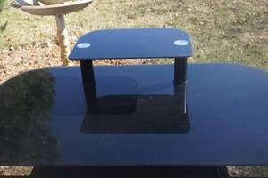 lot 42 image: Office Computer Equipment Glass Computer Desk wPull-Out Drawer for Keyboard...