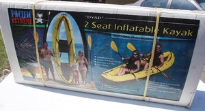 lot 54 image: NEW in BOX Pacific Extreme 2 Seat Inflatable Kayak DYAD