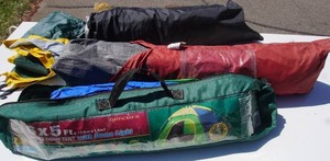 lot 56 image: Daypacker 6 x 5-Foot Dome Tent with Dome Light, Tarp Duffle Bag Tent Etc.