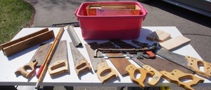 lot 80 image: Garage Shop Woodworking Hand Saw(s), Wood Etc.