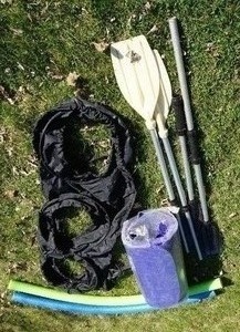 lot 105 image: Water Sports...Kayak Cover, Paddles, Water Floats Etc.