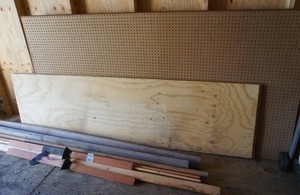 lot 118 image: Garage Wood WorkingPeg Board Plywood Sheets Etc.