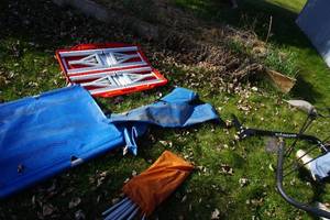 lot 126 image: Camping AccessoriesCollapsing Picnic Table, Mat Etc.