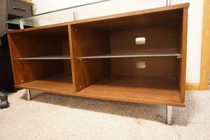 lot 136 image: Mid-Century Modern MCM Coffee Table Office Storage Glass Top Table