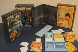 lot 144 image: Adult Games Vintage 1964 STOCKS & BONDS The Game of Investments 3M Bookshelf Game, OH WAH REE Vintage 1962 3m Bookshelf Board Game, Break Thru