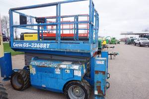 lot 18A image: 2008 Genie Model 3268 RT Rough Terrain Diesel Powered Scissors Lift
