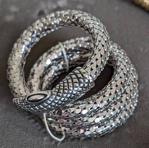 Whiting & Davis Mesh Snake Figurine Cuff Bracelets and Necklace  Whiting & Davis Serpent Mesh Coil Bracelet