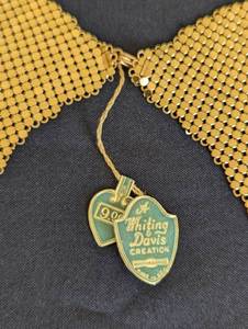 Vintage Whiting & Davis Gold Mesh Collar Necklace
