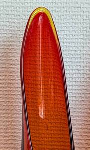 Pair Mid Century LE Smith Orange Stretch Glass Hurricane 10 Flame Candle Sticks