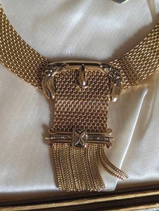 Whiting & Davis Gold Mesh Buckle Necklace