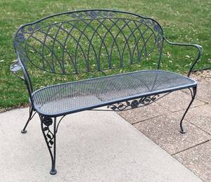 Painted Metal Patio Bench