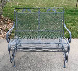 Painted Metal Rocking Patio Bench